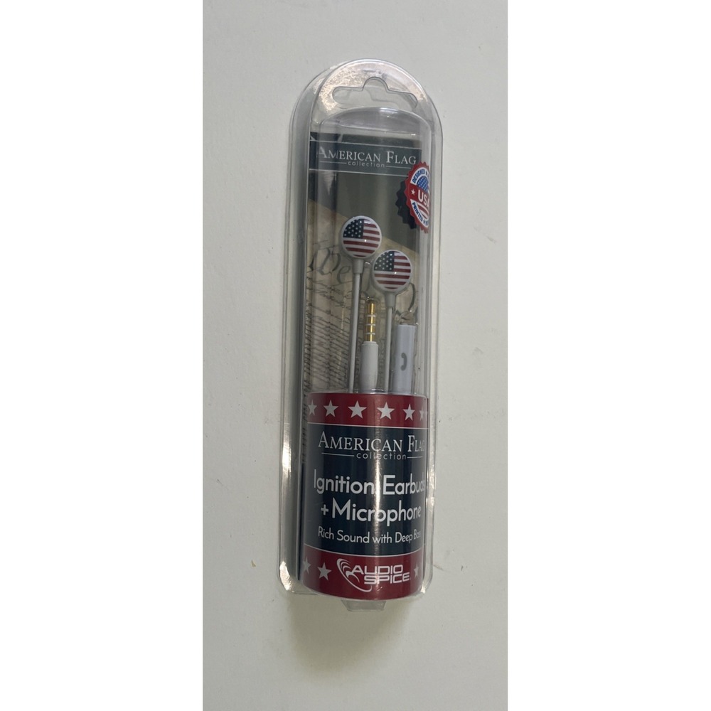 Audio Spice, American Flag Ignition Earbuds + Microphone New